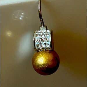 Brighton earrings, gold ball with clear stones.